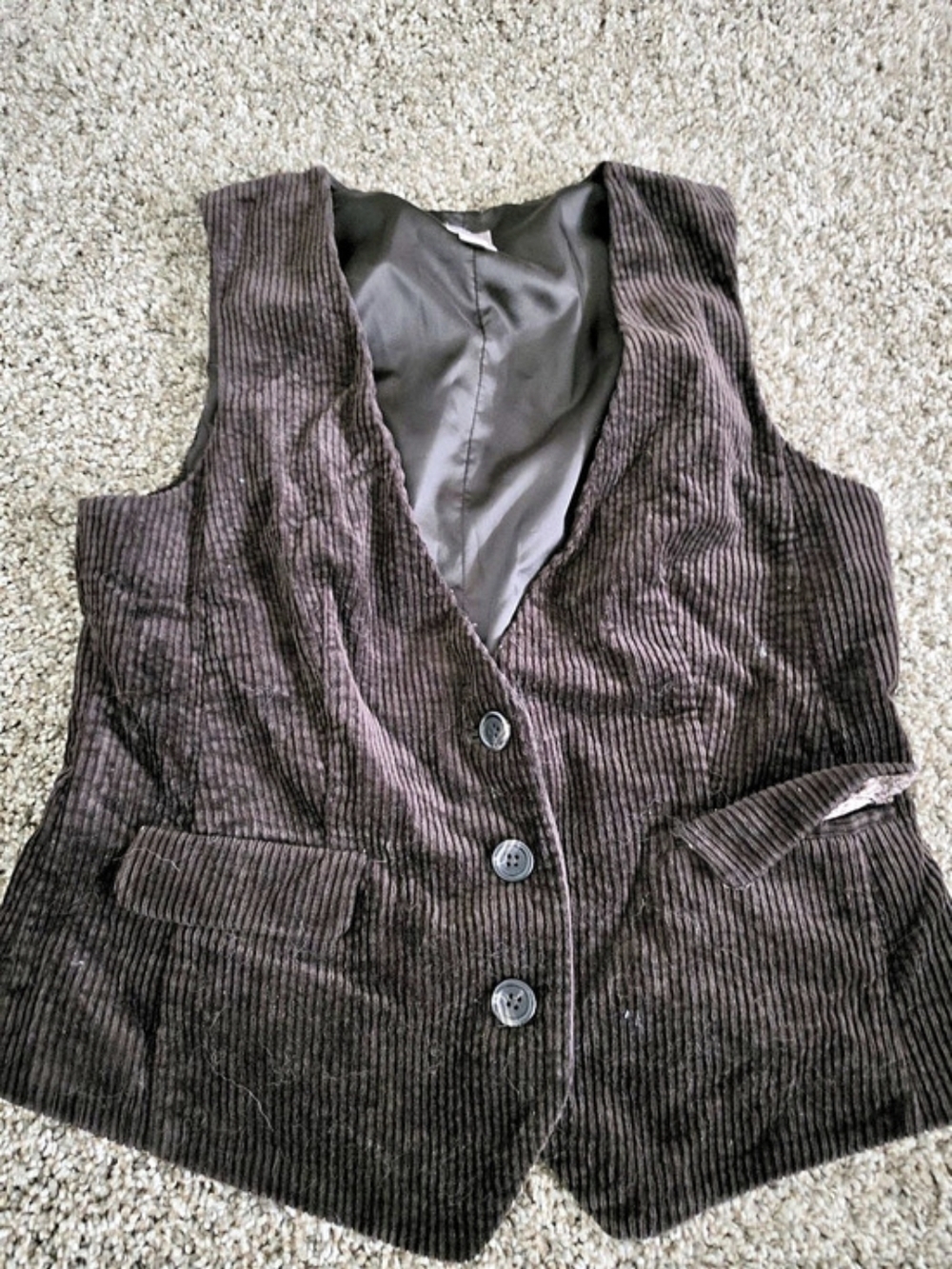 J. Jill Corduroy Button Front Vest in Brown